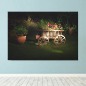 Vintager Wagen mit Blume Leinwanddruck (Insitu (Holzboden))