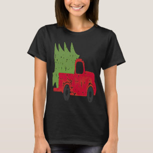Vintager Wagon Weihnachtsbaum auf Auto Xmas Urlaub T-Shirt