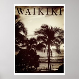 Vintager Waikiki-Hawaiianpalm Poster