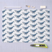 Vintager Wal in Wasserfarbe Zeichnend Seidenpapier (Handwerk)