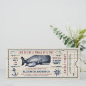 Vintager Wal, Kinderdusche Einladung (Stehend Vorderseite)