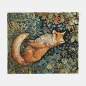 Vintager Wald Fox Botanisches Wald Flora Fleecedecke (Vorderseite (Horizontal))