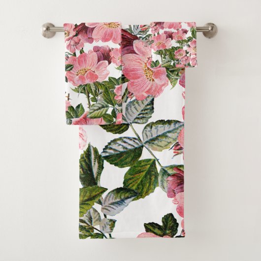 Vintager Wald grün rosa Korallenbäume Badhandtuch Set (Insitu)