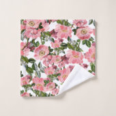 Vintager Wald grün rosa Korallenbäume Badhandtuch Set (Waschlappen)