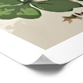 Vintager Wald Pilz Lucky Klee Poster (Ecke)