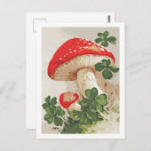 Vintager Wald Pilz Lucky Klee Postkarte (Vorne/Hinten)