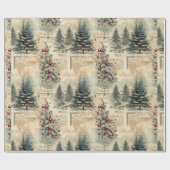 Vintager Wald von Evergreen Tree Geschenkpapier (Flach)