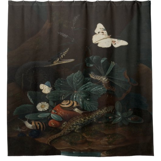 Vintager Waldboden Stillleben Duschvorhang (Vorderseite)