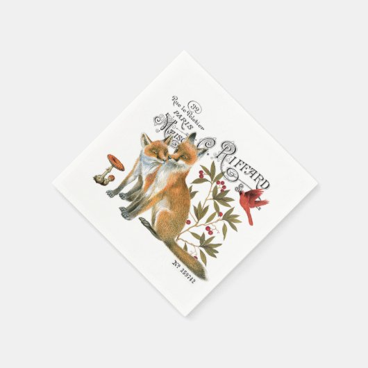 Vintager Waldfuchs Serviette (Ecke)