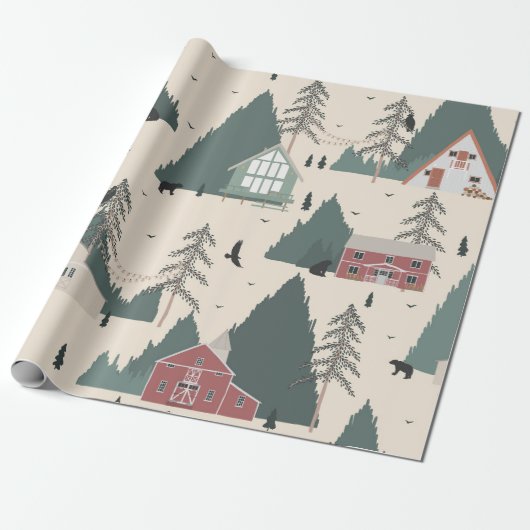 Vintager WaldWinter Geschenkpapier (Ungerollt)