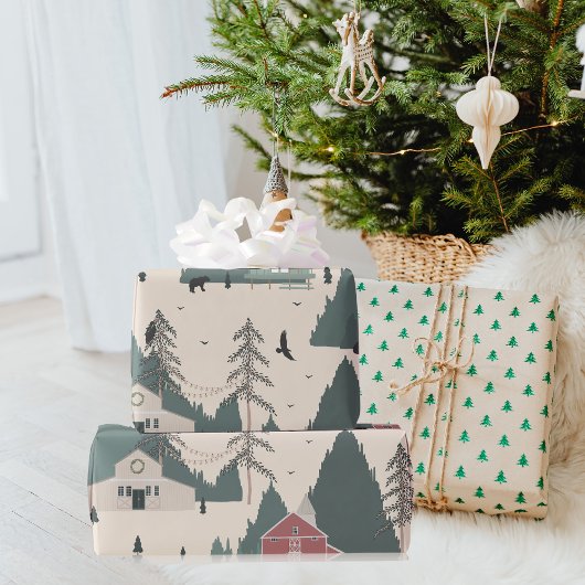 Vintager WaldWinter Geschenkpapier