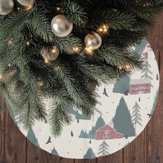 Vintager WaldWinter Polyester Weihnachtsbaumdecke