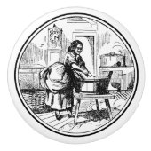 Vintager Waschsalon 🧺 Weiß Keramikknauf (Vorderseite)