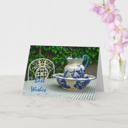 Vintager Wash Jug und Becken Karte (Orchidee)