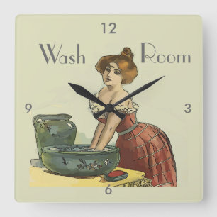 Vintager Wash Room, Text bearbeiten Quadratische Wanduhr