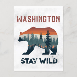 Vintager Washington Bear Bleibe Wild Travel Postkarte