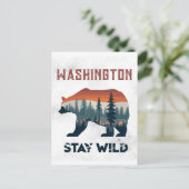Vintager Washington Bear Bleibe Wild Travel Postkarte (Stehend Vorderseite)