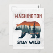 Vintager Washington Bear Bleibe Wild Travel Postkarte (Vorne/Hinten)