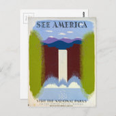 Vintager Wasserfall und Gebirge WPA Postkarte (Vorne/Hinten)