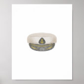 Vintager Wasserfarben-Marinekapitän Poster (Vorne)