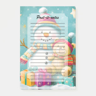 Vintager Wasserfarbenbär Snowman Weihnachtsfreuden Post-it Klebezettel