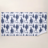 Vintager Wasserfisch, Wellengang und Ankerweiß Strandtuch (Vorderseite)