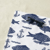 Vintager Wasserfisch, Wellengang und Ankerweiß Strandtuch (Beispiel)