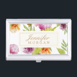 Vintager Watercolor gemalter Blumen-Monogramm-Name Visitenkarten Etui<br><div class="desc">Vintager Watercolor gemalter Blumen-Monogramm-Name - personalisierter stilvoller und einzigartiger Geschäfts-Kartenhalter. Dieser Entwurf ist für Wedding Koordinator,  Ereignis-Planer,  modernen Make-upkünstler,  Handwerks-Künstler,  Mode-Stylisten,  Haar-Stylisten,  Nagel-Techniker,  Beautician,  Cosmetologist,  Esthetician,  Friseur,  WELLNESS-CENTER Speicher,  Salon-Speicher und mehr perfekt.</div>