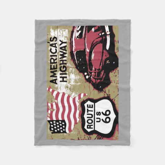 Vintager Weg 66 Fleecedecke (Vorderseite)