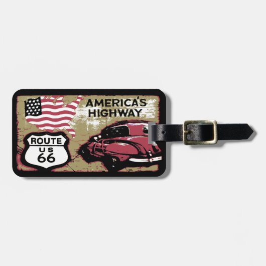 Vintager Weg US 66 Gepäckanhänger (Vorderseite horizontal)