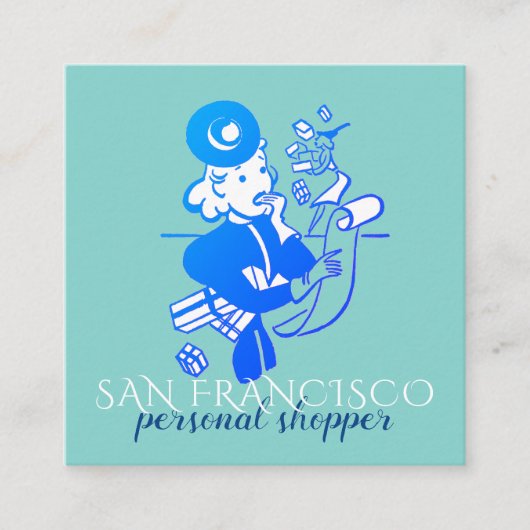 Vintager weiblicher Privatkäufer Quadratische Visitenkarte (Vorderseite)