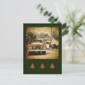 Vintager Weihnachts-Klassiker LKW Postkarte (Stehend Vorderseite)