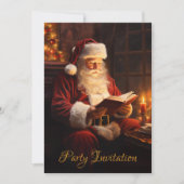 Vintager Weihnachts-Leser ein Buch Weihnachts-Part Einladung (Vorderseite)