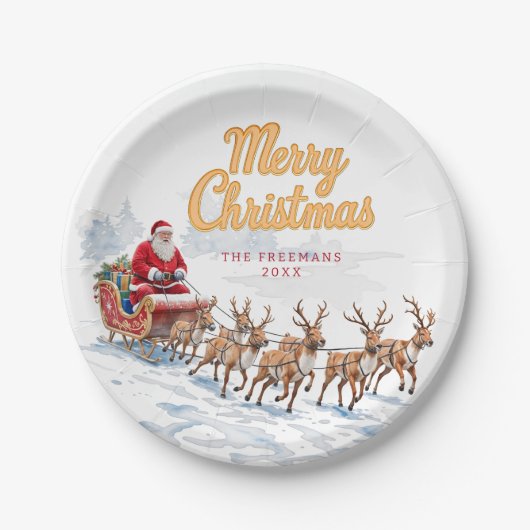 Vintager Weihnachts-Personalisierter Teller (Vorderseite)