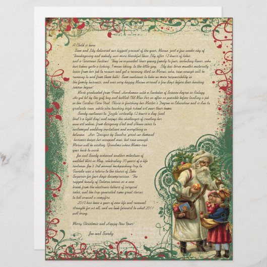 Vintager Weihnachts-Retro-Rundschreiben (Vorne/Hinten)