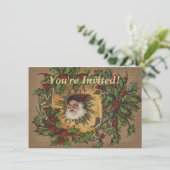 Vintager Weihnachtsanfang Einladung (Stehend Vorderseite)