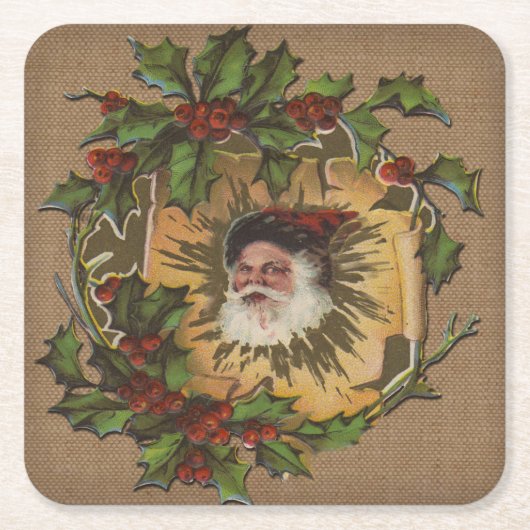 Vintager Weihnachtsanfang Rechteckiger Pappuntersetzer (Vorderseite)