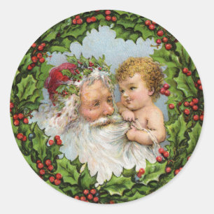 Vintager Weihnachtsaufkleber für Weihnachten und K Runder Aufkleber