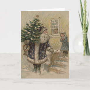 Vintager Weihnachtsbaum Feiertagskarte