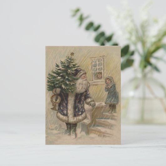 Vintager Weihnachtsbaum Feiertagspostkarte (Stehend Vorderseite)