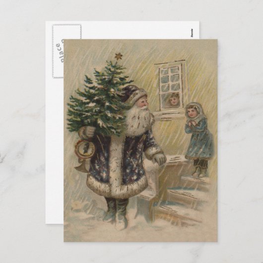 Vintager Weihnachtsbaum Feiertagspostkarte (Vorne/Hinten)