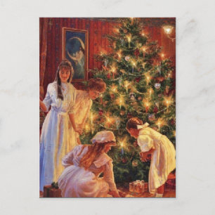 Vintager Weihnachtsbaum Feiertagspostkarte