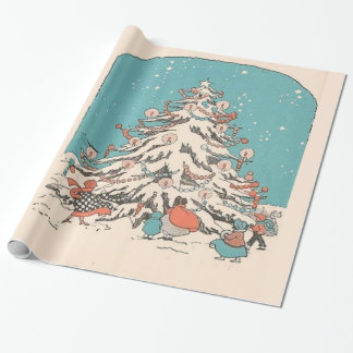 Vintager Weihnachtsbaum Geschenkpapier