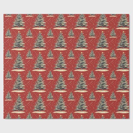 Vintager Weihnachtsbaum Geschenkpapier (Flach)