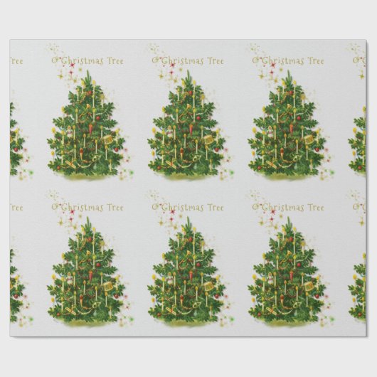 Vintager Weihnachtsbaum Geschenkpapier (Flach)