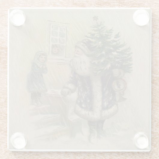 Vintager Weihnachtsbaum Glasuntersetzer (Rückseite)