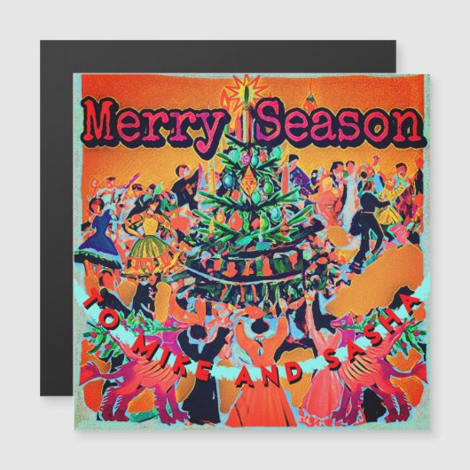 Vintager Weihnachtsbaum hinzufügen Magnetkarte (Vorne/Hinten)