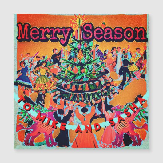 Vintager Weihnachtsbaum hinzufügen Magnetkarte (Vorderseite)