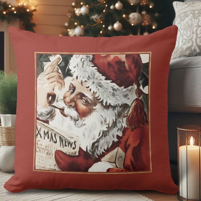Vintager Weihnachtsbaum Kissen (vintage Christmas decor, retro Santa Claus Christmas pillow for living room couch)