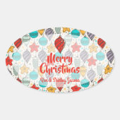 Vintager Weihnachtsbaum Ovaler Aufkleber (Vorderseite)